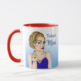 Mug L'humeur d'aujourd'hui, une dame rétro qui renvers