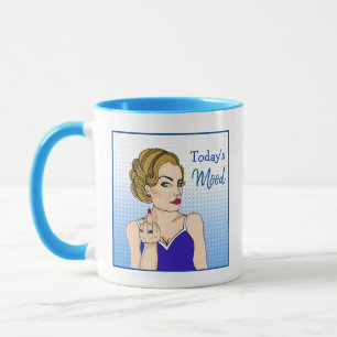 Mug L'humeur d'aujourd'hui, une dame rétro qui renvers