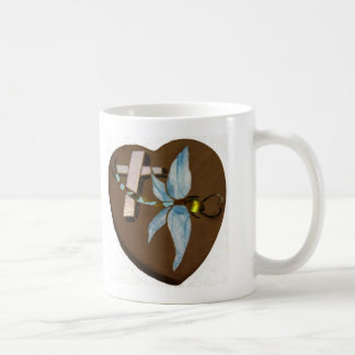 Mug Libellule en verre souillé - amour, vie, et