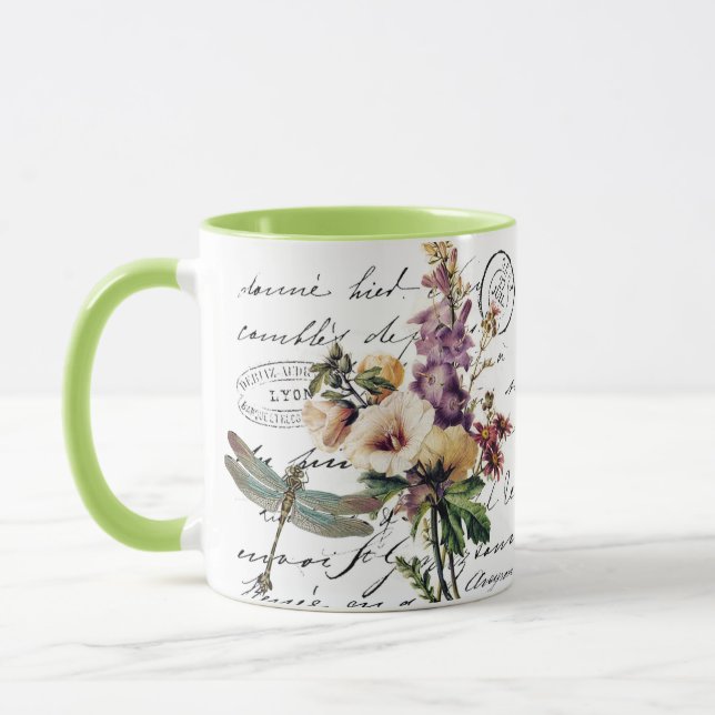 Mug libellule et fleurs (Gauche)
