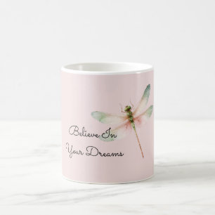 Mug Libellule rose blanche menthe