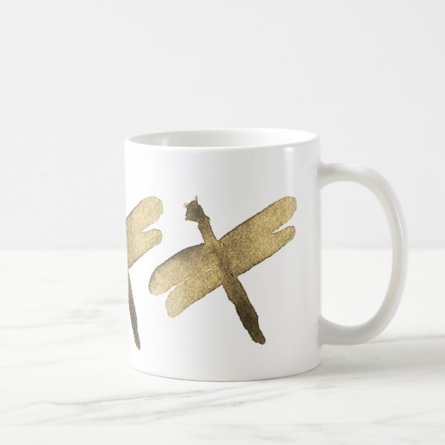 Mug Libellules d'aquarelle d'or (Droite)