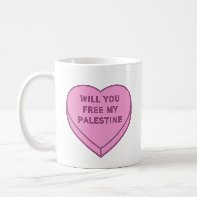 Mug Libérez-vous ma Palestine ? Cute Candy Coeur doux (Gauche)