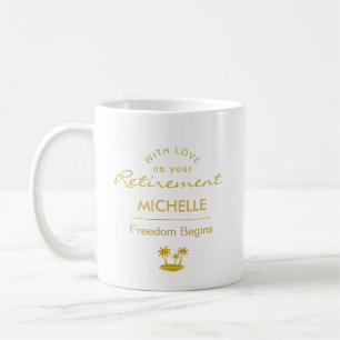 Mug Liberté de retraite personnalisée commence