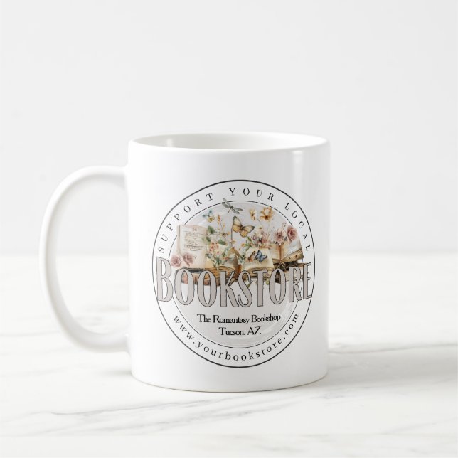 Mug Librairie personnalisée Club de livres Floral (Gauche)