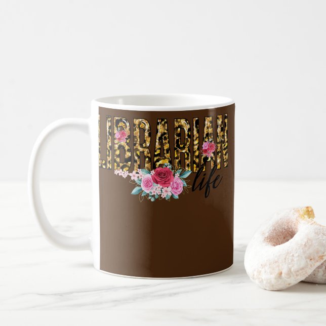 Mug Librarian Life Flower Empreinte de léopard mite (Avec donut)