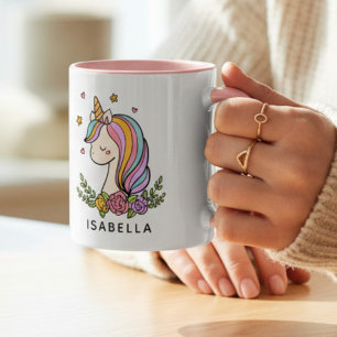 Mug Licorne Arc-en-Ciel Fantaisiste Nom Personnalisé