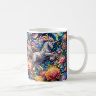 Mug Licorne de fée fantaisiste florale