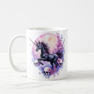 Mug Licorne éclairée par la lune parmi les roses oubli