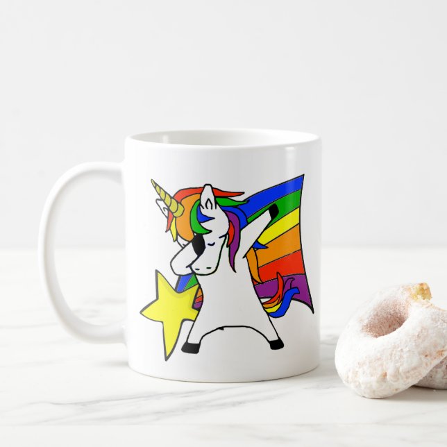 Mug Licorne étoile arc-en-ciel Dabbing (Avec donut)