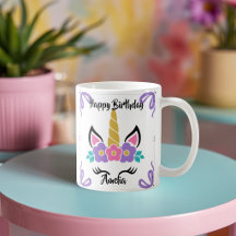 Mug Licorne Joyeux Anniversaire Personnalisé