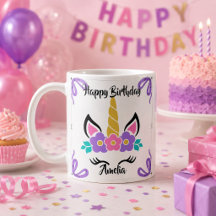Mug Licorne Joyeux Anniversaire Personnalisé
