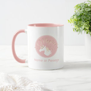 Mug Licorne Magique Moderne Rose Personnalisée pour En