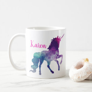 Mug Licorne magique pourpre et bleue personnalisée