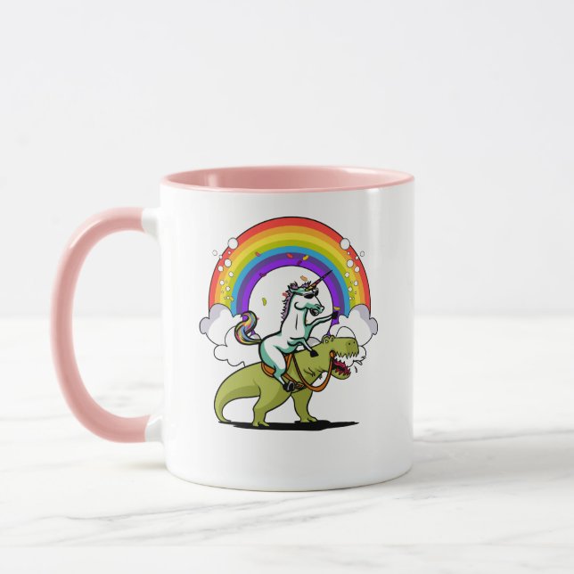 Mug Licorne montant l'arc-en-ciel magique de dinosaure (Gauche)