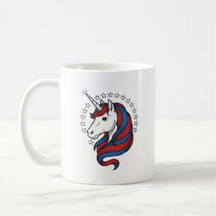 Mug Licorne patriotique dessin vectoriel gravure vinta