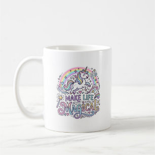 Mug Licorne Rendre La Vie Magique Typographie Vectorie