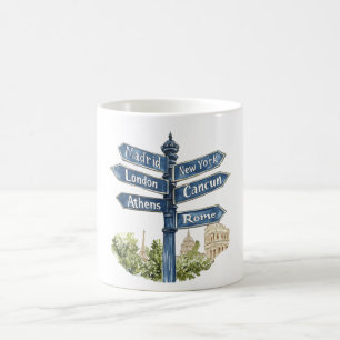 Mug Lieux de voyage dans le monde Madrid Londres Athèn
