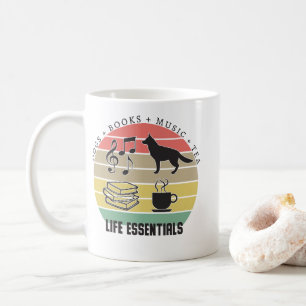 Mug Life Essentials Chiens, Thé, Livres, Musique Vinta