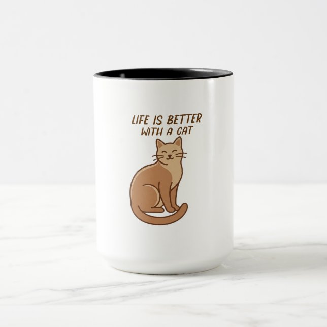 Mug Life Is Better With a Cat – Cute Cat Lover Design (Centre)
