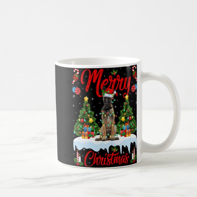 Mug Lights Xmas Tree Santa Belgian Malinois Dog Christ (Droite)