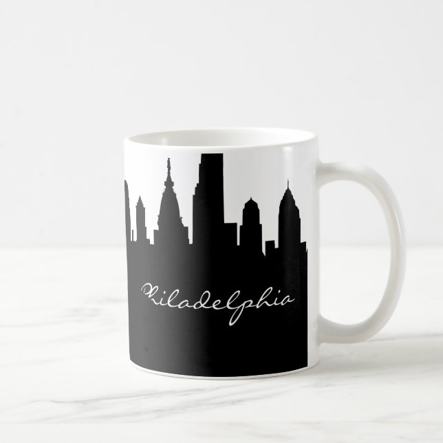 Mug Ligne aérienne de la ville de Philadelphie en noir (Droite)