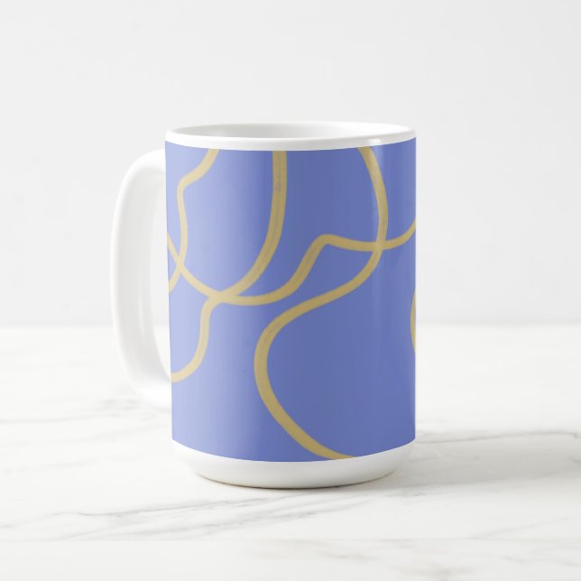 Mug Ligne Art : Or sur bleu (Devant gauche)