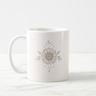 Mug Ligne artistique de tournesol et de lune