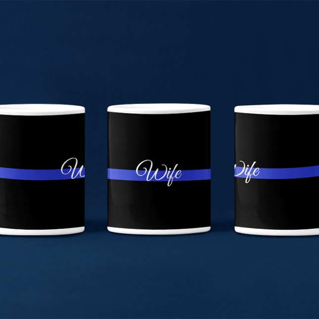 Mug Ligne Bleue Mince : Femme de police (Créateur téléchargé)