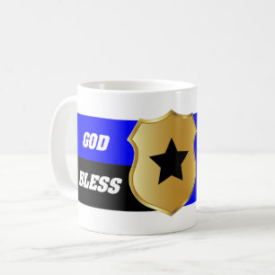 Mug Ligne Bleue Mince, Police Dieu Béni