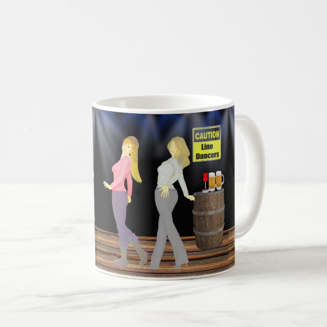 Mug Ligne Danser Les Femmes Avec Un Signal De Prudence (Devant droit)