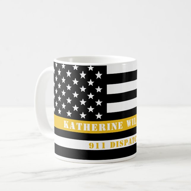 Mug Ligne mince or 911 Dispatcher USA (Devant gauche)