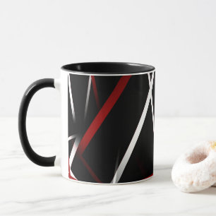 Mug Ligne Moderne Géométrie Urbaine Noir Blanc Rouge