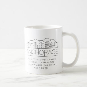 Mug Ligne Skyline Stylisée Anchorage   Slogan personn