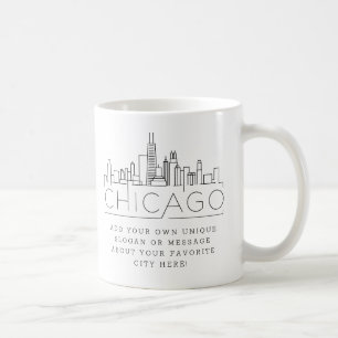 Mug Ligne Skyline stylisée Chicago   Slogan personnal