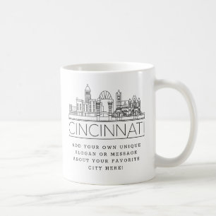 Mug Ligne Skyline Stylisée Cincinnati City   Slogan p