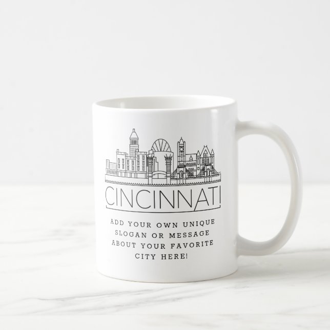 Mug Ligne Skyline Stylisée Cincinnati City | Slogan pe (Droite)