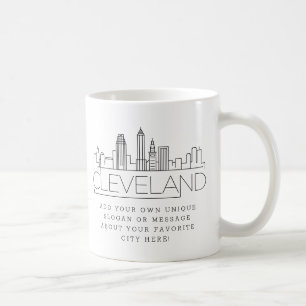 Mug Ligne Skyline stylisée Cleveland   Slogan personn