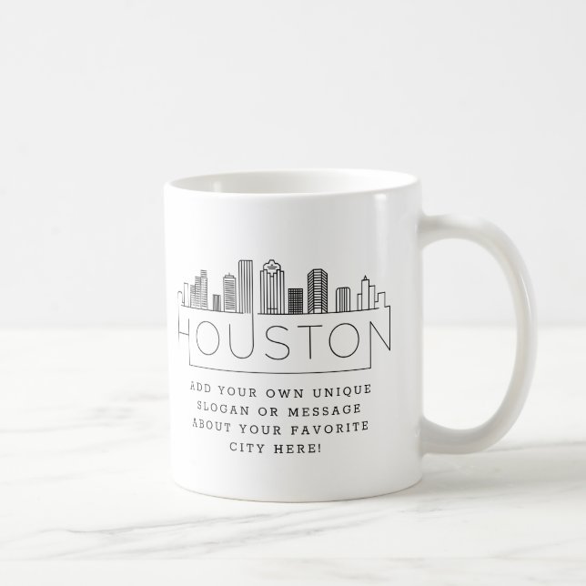 Mug Ligne Skyline stylisée de Houston | Slogan personn (Droite)