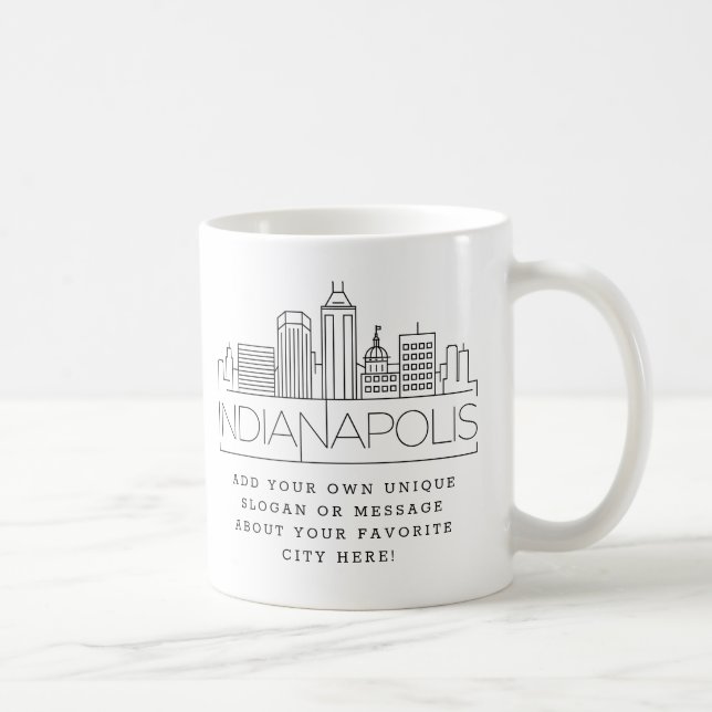 Mug Ligne Skyline stylisée d'Indianapolis | Slogan per (Droite)
