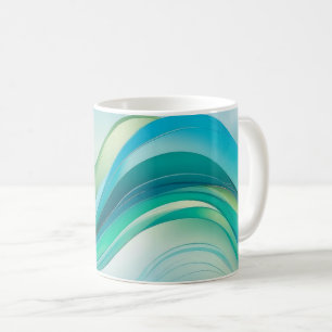 Mug Lignes Abstraites Blue Green Ocean Waves