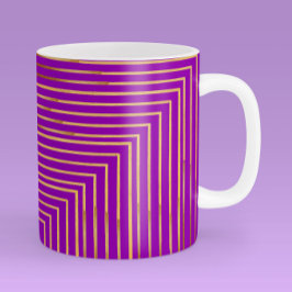 Mug Lignes Abstraites d'or esthétique sur violet