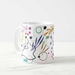 Mug Lignes courbes Abstraites, fleurs de graines et Fe