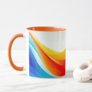 Mug Lignes courbes abstraites rétro orange et bleu