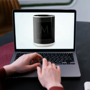 Mug Lignes courbes géométriques modernes en noir et gr