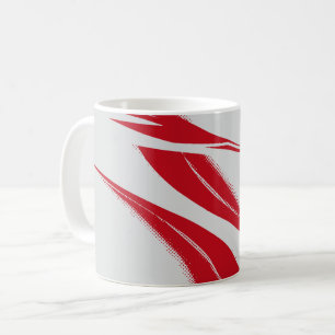 Mug Lignes courbes rouges abstraites sur fond gris cla
