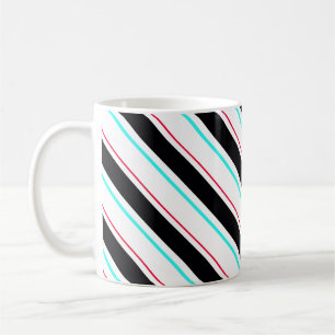 Mug Lignes de bandes régimentaires inclinées en noir b