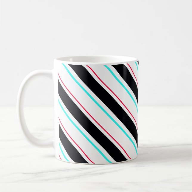 Mug Lignes de bandes régimentaires inclinées en noir b (Gauche)