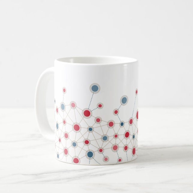 Mug Lignes et points rouges et bleus  (Devant gauche)