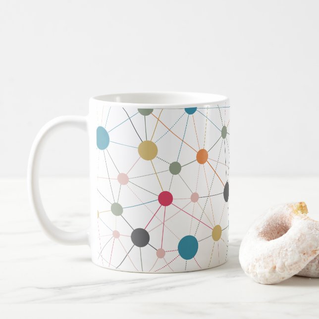 Mug Lignes géométriques Abstraites et points motif en  (Avec donut)